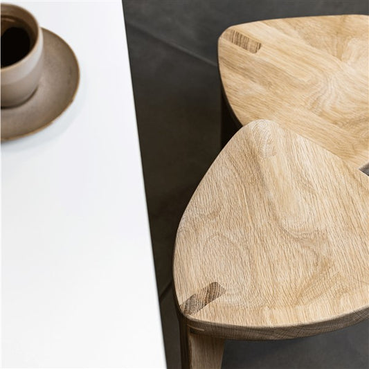 Oku Ho L Wooden Stool with Carved Seat