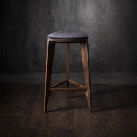 Terza Stoffa – Walnut Bar Stool with Upholstered Seat