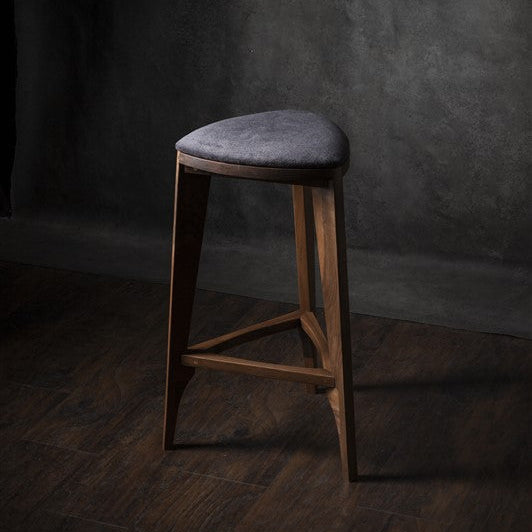 Terza Stoffa – Walnut Bar Stool with Upholstered Seat