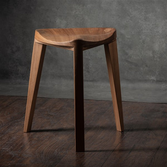 Nire XL Wooden Stool with Carved Seat