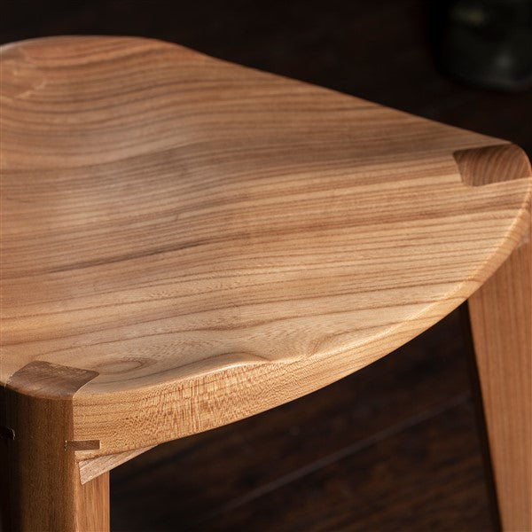 Nire XL Wooden Stool with Carved Seat