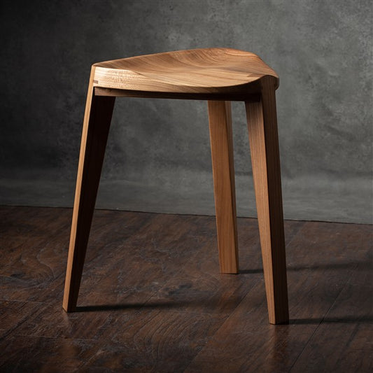 Nire XL Wooden Stool with Carved Seat