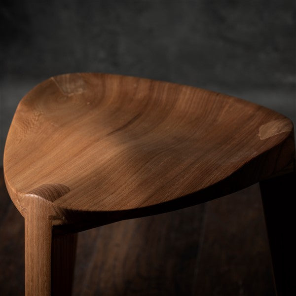 Nire XL Wooden Stool with Carved Seat