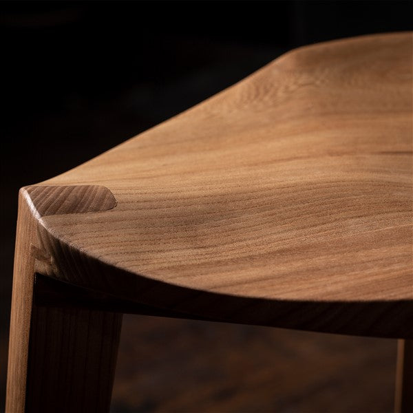 Nire XL Wooden Stool with Carved Seat