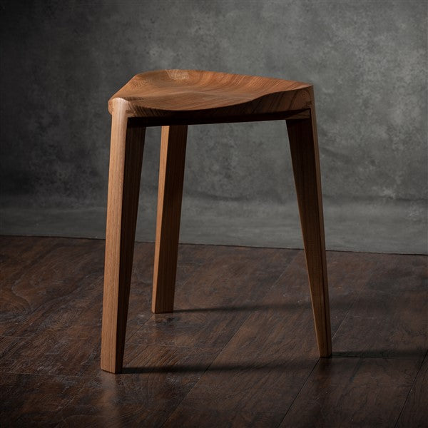 Nire XL Wooden Stool with Carved Seat