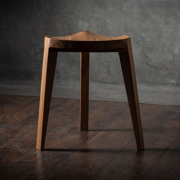 Nire XL Wooden Stool with Carved Seat