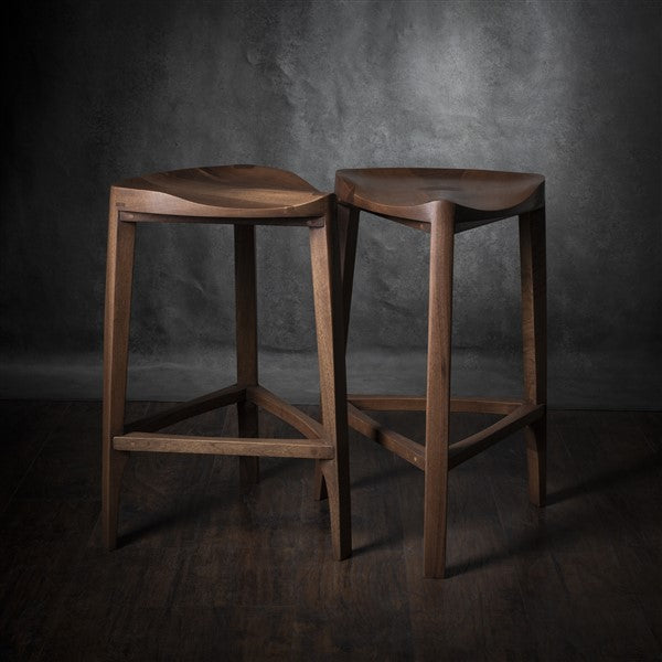 Walnut Wooden Bar Stool – 40 cm