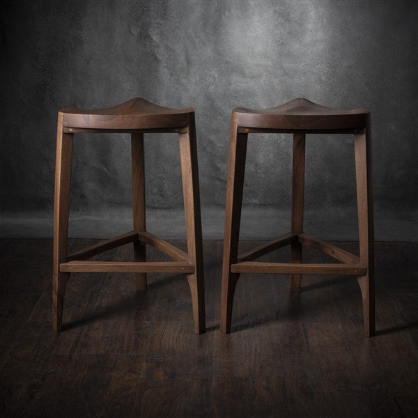 Walnut Wooden Bar Stool – 40 cm