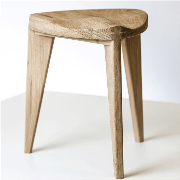 Oku Ho L Wooden Stool with Carved Seat