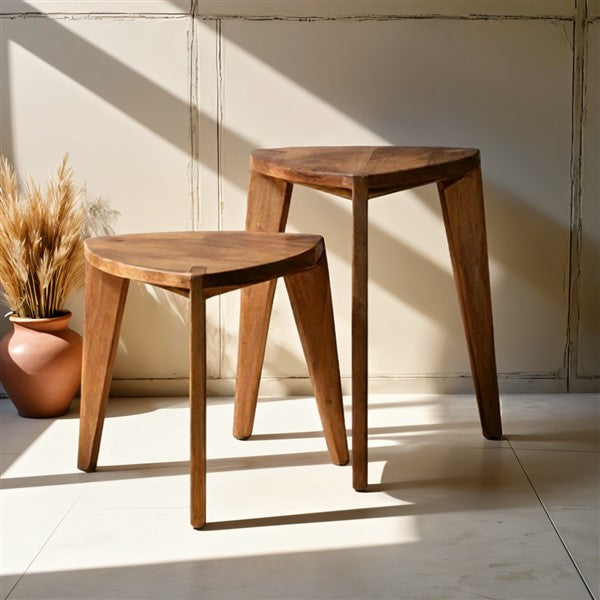 Kurumi L Walnut Stool Set – 2 Pieces