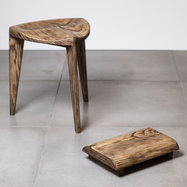 Asa Oku L Wooden Stool Set with Footrest