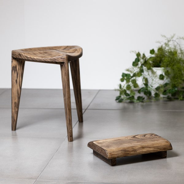 Asa Oku L Wooden Stool Set with Footrest