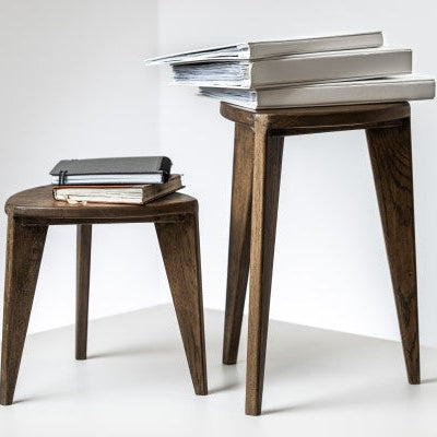 Kurumi Hira Set – Walnut Wooden Side Tables M (Set)