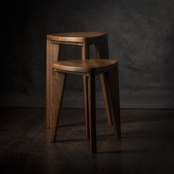 Kurumi Hira Set – Walnut Wooden Side Tables M (Set)