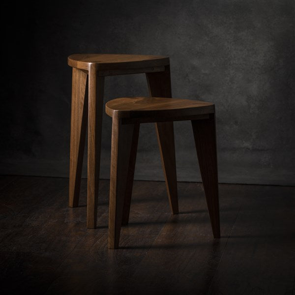 Kurumi Hira Set – Walnut Wooden Side Tables M (Set)