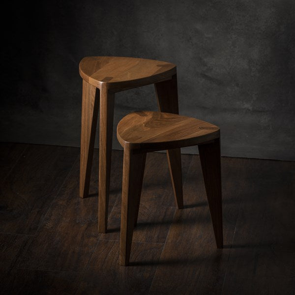 Kurumi Hira Set – Walnut Wooden Side Tables M (Set)