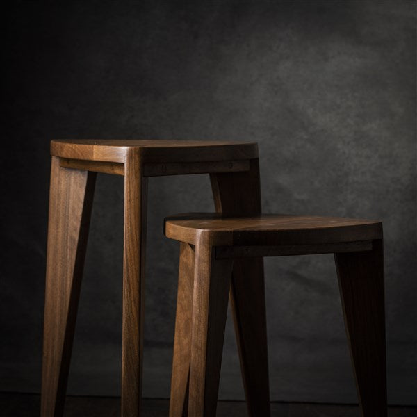 Kurumi Hira Set – Walnut Wooden Side Tables M (Set)