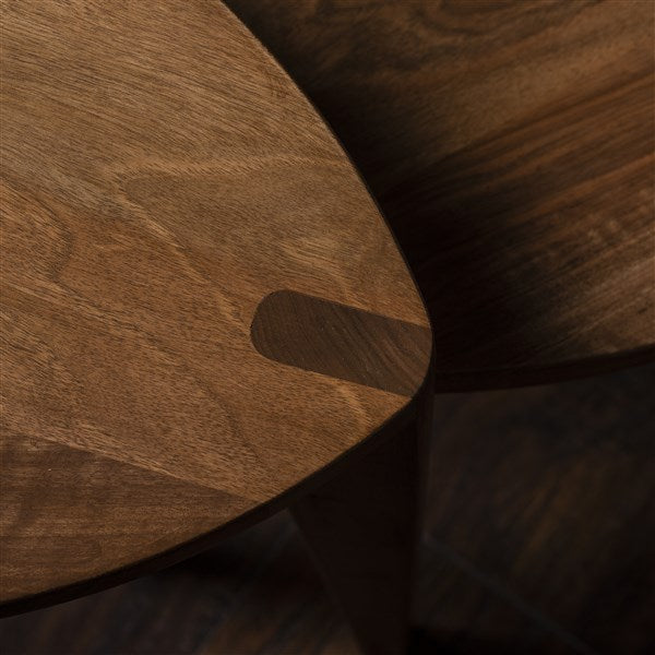 Kurumi Hira Set – Walnut Wooden Side Tables M (Set)