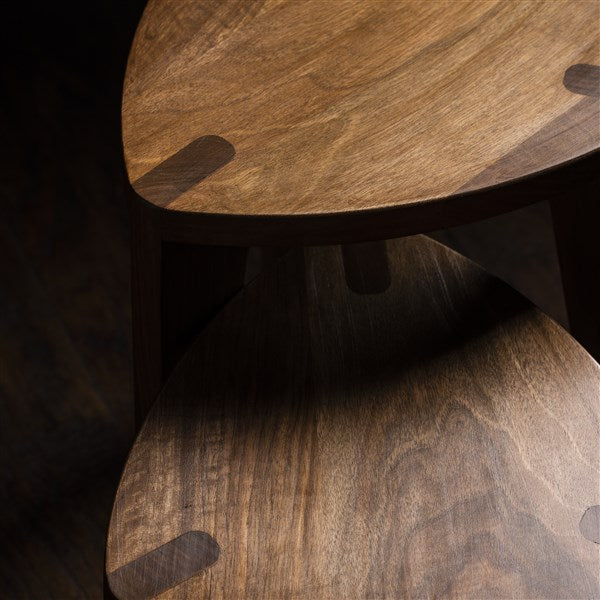 Kurumi Hira Set – Walnut Wooden Side Tables M (Set)