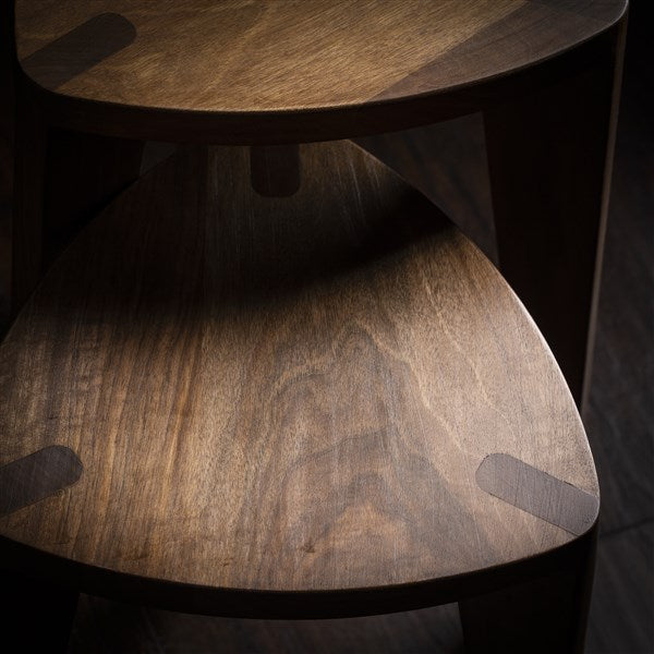 Kurumi Hira Set – Walnut Wooden Side Tables M (Set)