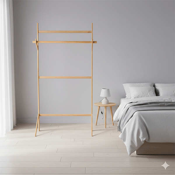 Oak Wooden Clothes Stand