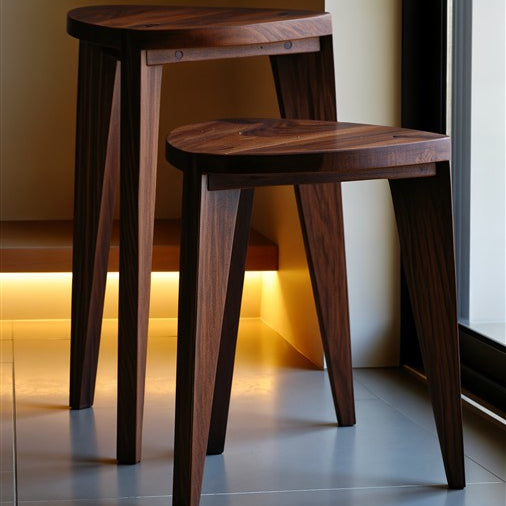 Enji Walnut Stool Set
